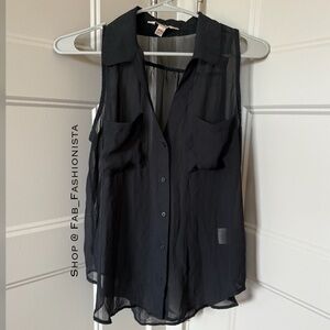 Decree Black Sleeveless Button Down Blouse